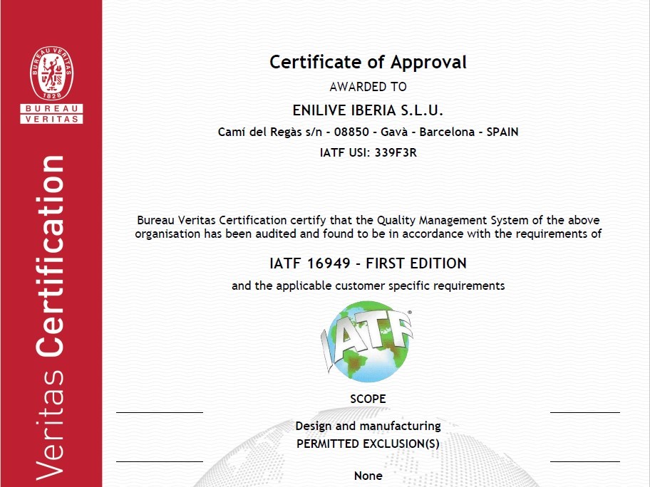 Certificado IATF 16949
