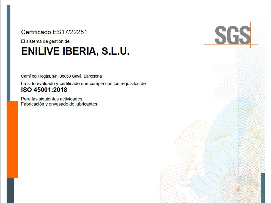 Certificado ISO 45001:2018